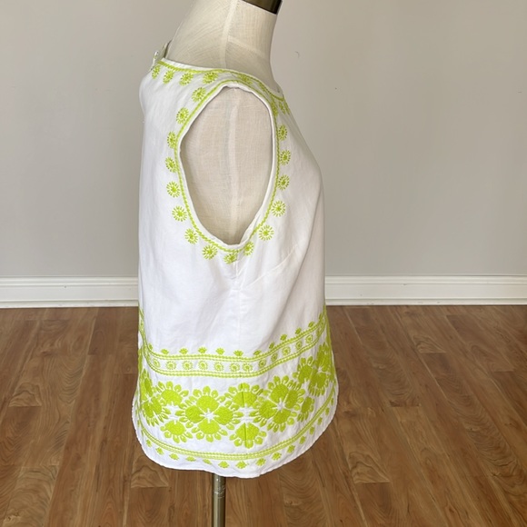 Vineyard Vines neon green and white embroidered sleeveless top size 10 - Picture 5 of 11